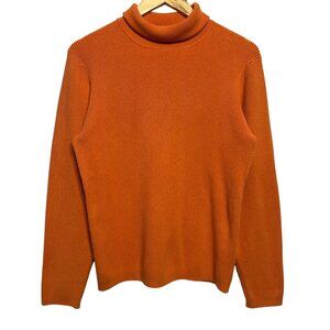 Old Navy Perfect Fit Women XL Ribbed Orange  Stretch Turtleneck Sweater Pullover